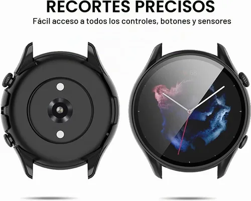 Vista 2 de E ECSEM [Paquete de 2] Funda compatible con Amazfit GTR 3 y GTR 3 Pro, funda con protector de pantalla [vidrio templado] Funda protectora