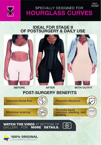 Vista 6 de BLING SHAPERS 938 Fajas Colombianas Postoperatorias BBL - Fajas moldeadoras de media pierna para mujer