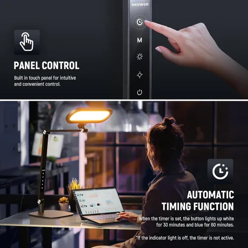 Vista 5 de NEEWER Basics - Lámpara LED de escritorio de 16 W para iluminación de lectura de videoconferencias en casa, oficina en casa, cuidado de los ojos