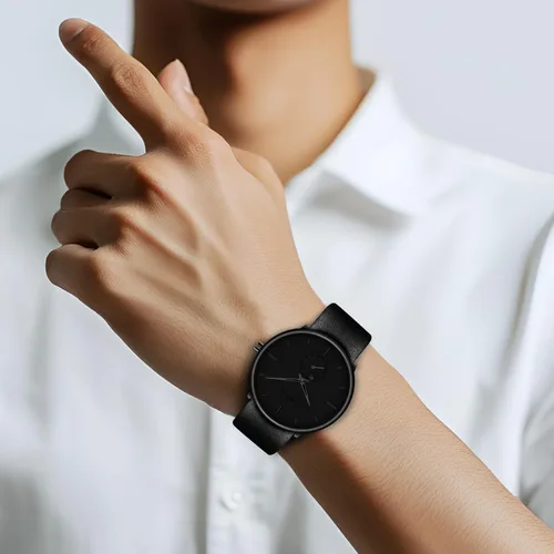 Vista 3 de Mens Watches Ultra-Thin Minimalist Waterproof-Fashion Wrist Watch for Men Unisex Dress with Leather Band