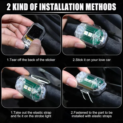Vista 5 de Xuhal 12 piezas de luces estroboscópicas LED inalámbricas con control remoto, 8 colores RGB, alta luminosidad, impermeables, anticolisión, USB
