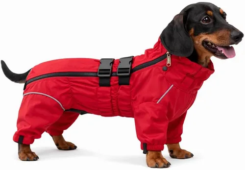 Vista 8 de Lovelonglong - Chaqueta impermeable para perros, ligera, impermeable, reflectante, resistente al viento, a prueba de nieve, para perros pequeños