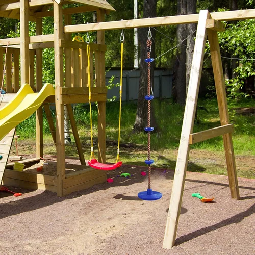 Vista 8 de REDCAMP Columpios de cuerda de escalada para árboles, asiento de columpio de disco de plástico resistente para niños y adultos con correa