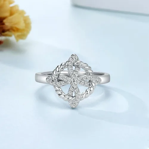 Vista 5 de Anillo de nudo de bruja de plata de ley 925, anillos celtas para mujer, anillo de nudo de amor, joyería de bruja, regalo de cumpleaños para amante