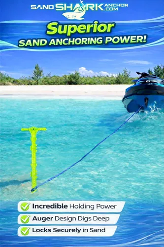 Vista 6 de SandShark - Anclaje para barco deportivo y anclaje para moto acuática. Poste de anclaje de agua poco profunda para barco y PWC. Kit de anclaje