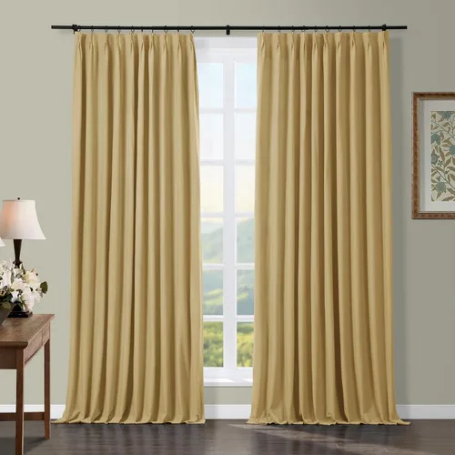Vista 7 de TWOPAGES Cortina opaca plisada de algodón pesado con aislamiento térmico de 84 pulgadas de largo, para dormitorio y sala de estar, 1 panel, 52
