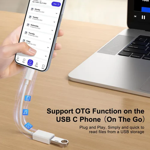 Vista 5 de Adaptador USB C a USB 3.0 (paquete de 2), USB C macho a USB hembra OTG cable Thunderbolt3 a USB adaptador compatible con MacBook Pro/Air, iPad Pro