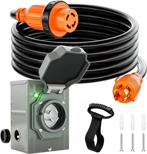 Vista 15 de Kit de cable generador de 30 amperios y 50 pies y caja de entrada preperforada