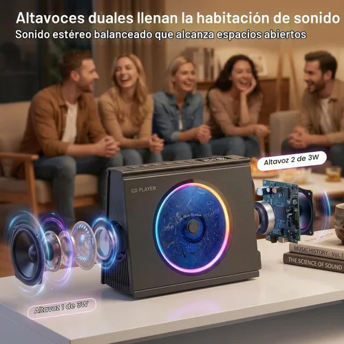 Vista 5 de Gueray Reproductores portátiles de CD Bluetooth del reproductor de CD para Negro