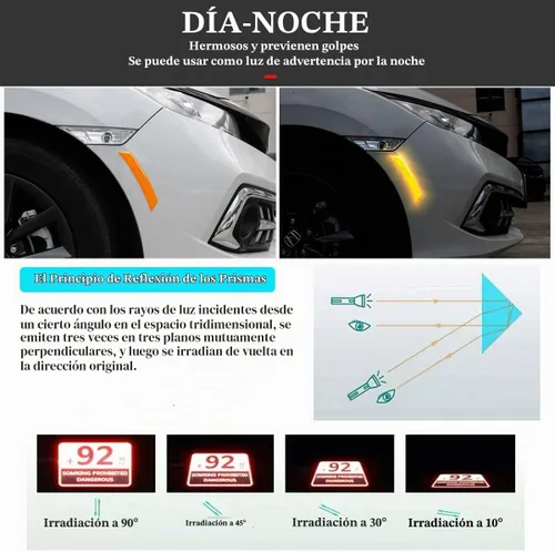 Vista 2 de muekzru 2 unidades de calcomanías reflectantes para marca lateral de parachoques de coche, accesorios exteriores automotrices para reflector