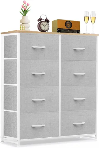 Vista 37 de Cómoda de 7 cajones para dormitorio, tela organizadora de almacenamiento Marrón
