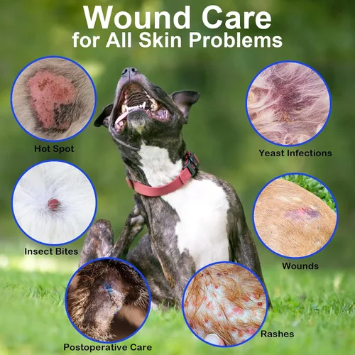 Vista 3 de Spray para el cuidado de heridas de puntos calientes para perros, gatos, alivia la picazón en la piel, limpia y curación rápida infecciones, heridas