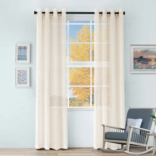 Vista 2 de SUPERIOR Cortinas transparentes, cortinas perfectas para luz natural, detalles de ventana de enrejado, decoración contemporánea moderna, colección