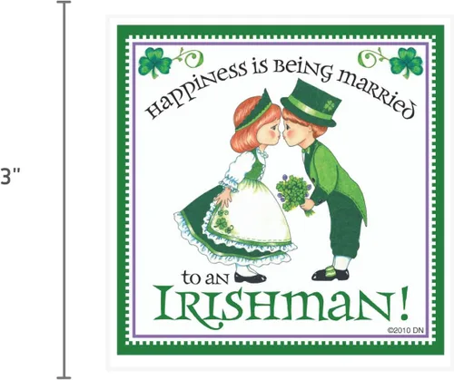 Vista 2 de Essence of Europe Gifts La felicidad es estar casado con un imán de cocina irlandés