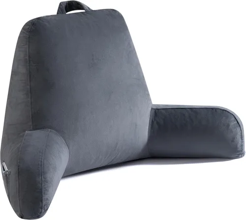 Vista 8 de OAISZ - Almohada de lectura para sentarse en la cama para adultos, almohada de lectura con espuma viscoelástica triturada, almohada de cama con Beige