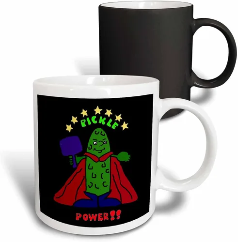 Vista 8 de 3dRose Taza de café, tamaño – 11 oz – Divertido superhéroe de pickleball de dibujos animados Pickle Sports and Hobbies – divertido regalo de taza