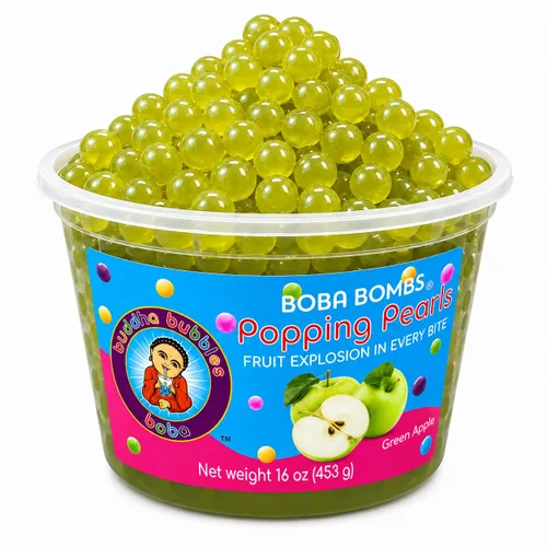Vista 16 de Buddha Bubbles Boba - Perlas de Boba para reventar/estallar de primera calidad/Bombas de Boba / cobertura de postre (perlas de arándano)