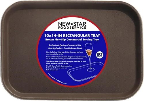 Vista 13 de New Star Foodservice 24852 Bandeja antideslizante de grado restaurante, plástico, forrada de goma, rectangular, 10 x 14 pulgadas, color negro