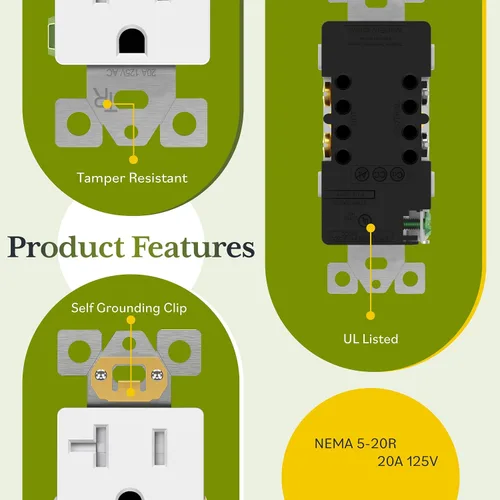 Vista 8 de TG Toma de corriente decorativa de 20 A, receptáculo eléctrico de pared Blanco