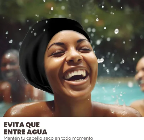 Vista 2 de Gorra de natación extragrande – gorro de natación para cabello largo, rastas, cabello ondulado, extensiones de cabello, trenzas, rizos y afros