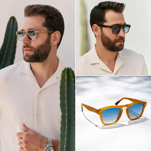 Vista 3 de WearMe Pro - Gafas de sol rectangulares grandes polarizadas retro para hombre