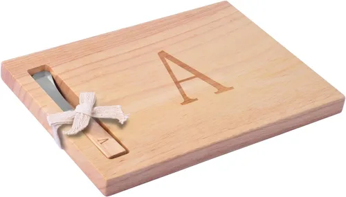 Vista 15 de Miicol Tabla de madera para charcutería, tabla de queso con monograma de 10 pulgadas, tabla de cortar inicial personalizada con esparcidor, regalo