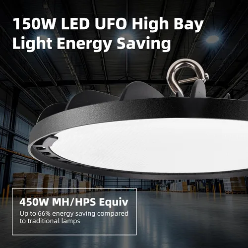 Vista 3 de 150W Luz LED UFO de Alta Bahía, 20250lm 5000K Luz LED UFO de Alta Bahía para Tienda [Equivalencia 450W MH/HPS] 100-277V IP65 Iluminación Comercial