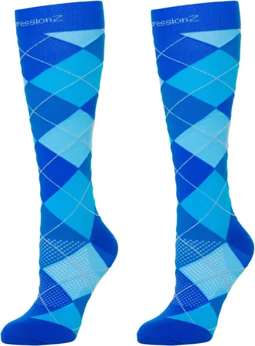 Vista 5 de CompressionZ 30-40 mmHg Knee High Compression Socks, Men & Women Argyle Negro: Paquete de 2