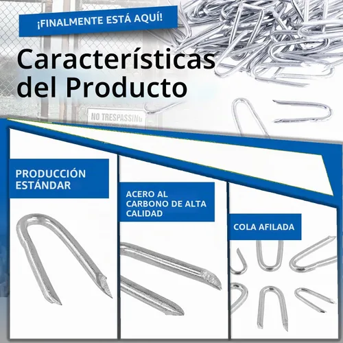 Vista 4 de Glarks 151 grapas de valla de 3 tamaños con juego de cabeza de martillo, grapas de alambre de acero galvanizado resistentes, grapas de alambre