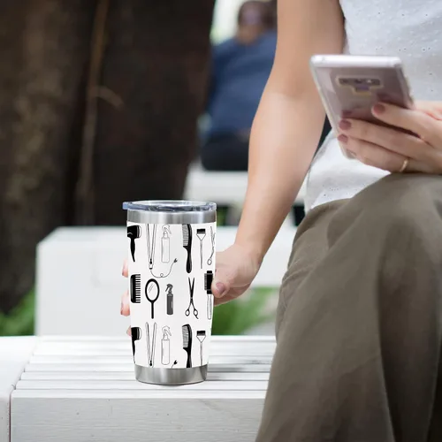 Vista 3 de NVJUI JUFOPL Hairstylist - Vaso de 20 onzas con tapa, regalos divertidos para peluquería, regalos para estilistas para hombres y mujeres, taza