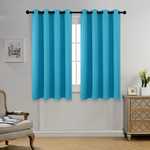 Vista 38 de Set de 2 cortinas para ventana, de Miuco, opacas, con ollaos, para recámara, incluye 2 alzapaños
