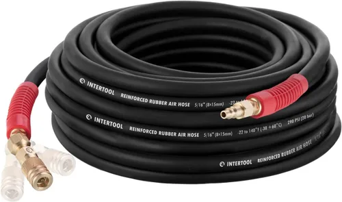 Vista 16 de INTERTOOL Manguera de compresor de aire 1/4-pulgada x 25 pies, ligera con acoplador rápido resistente y enchufe de servicio pesado - Resistente a