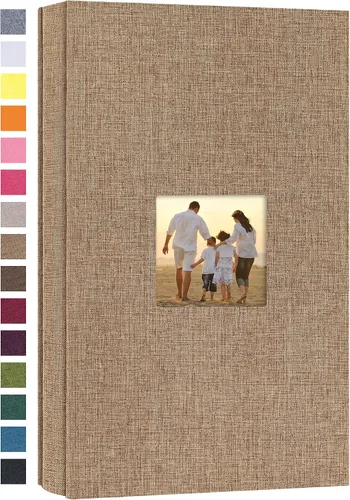 Vista 62 de potricher - Álbum de fotos pequeño para 100 fotos de 4 x 6 pulgadas, con portada de lino con foto, familiar, para bodas, aniversarios, bebés o Beige