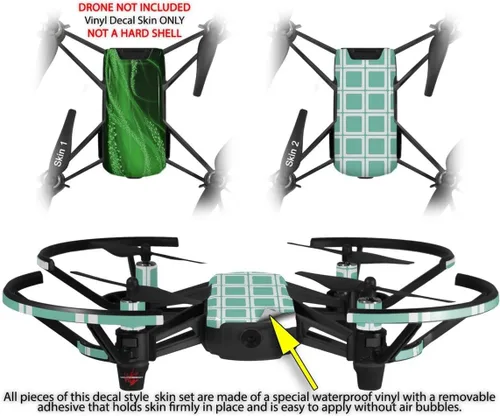 Vista 2 de Paquete de 2 calcomanías para DJI Ryze Tello Drone Mystic Vortex Green Drone no incluido