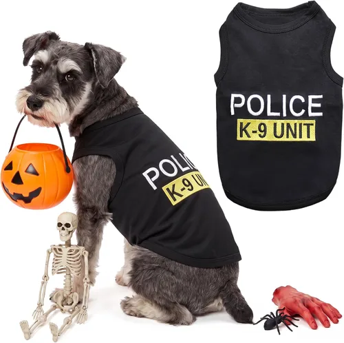 Vista 10 de Camiseta para Perro Parisian Pet - Camiseta Bordada FBI - 100% Algodón, Ropa Transpirable para Perros - Chaleco para Mascotas Sin Mangas - Camisas