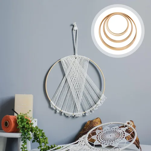 Vista 7 de Beavorty 12 piezas de madera de bambú floral para macramé, decoración de Navidad, boda, corona de Navidad, atrapasueños y manualidades para colgar