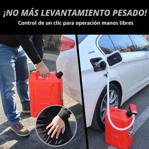 Vista 7 de Bomba de transferencia de combustible con parada automática, funciona con pilas AA, bomba eléctrica portátil de tanque de lata de gas con adaptador