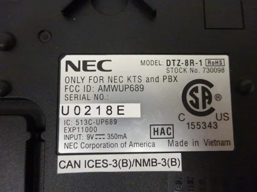 Vista 5 de NEC DTZ-8R-1 1.9Ghz DECT 6.0 Teléfono inalámbrico digital