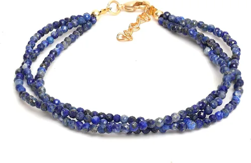 Vista 64 de Gempires - Pulseras de cuentas naturales de múltiples hebras, ligeras, hechas a mano, hipoalergénicas, de 8 pulgadas, chapadas en oro, elegantes