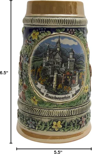 Vista 7 de OktoberfestHaus Bier Krug - Tazas de cerveza para hombre, jarra de cerámica con el castillo de Ludwig de Alemania, regalo para amantes