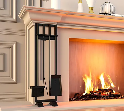 Vista 8 de Fire Beauty Juego de herramientas para chimenea, 5 piezas, accesorios para fuego, soporte para estufas de leña, mango de hierro forjado, soporte