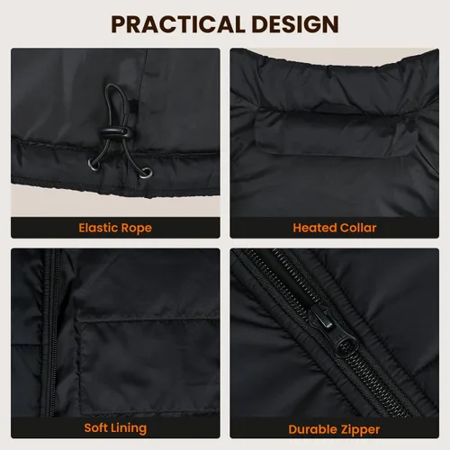 Vista 5 de FUNPRO Chaleco térmico para hombres y mujeres, chaquetas térmicas ligeras, diseño de luces fuera (paquete de baterías no incluidas)
