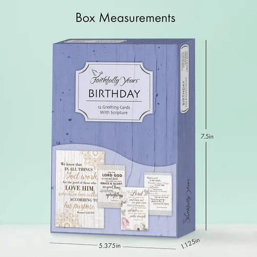 Vista 3 de Designer Greetings Faithfully Yours - Surtido de tarjetas inspiradoras de cumpleaños en caja, sirviente bueno y fiel con versículos