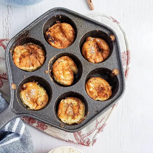 Vista 5 de WUWEOT Sartén antiadherente Aebleskiver, plancha Takoyaki de hierro fundido para hacer panqueques Munk, bolas de panqueques, poffertjes, puffs