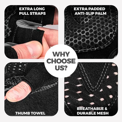 Vista 4 de MhIL Guantes de entrenamiento para hombres – Guantes de gimnasio cómodos para hombres con agarre mejorado para seguridad y protección de las manos