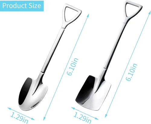 Vista 2 de Paquete de 6 cucharas de helado de acero inoxidable, cucharas de pala, cuchara de sandía, cuchara pequeña reutilizable para té, postre, hogar
