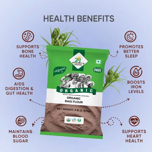 Vista 5 de 24 Mantra Organic Harina de Ragi (harina de mijo de dedo) - 4 libras, gris