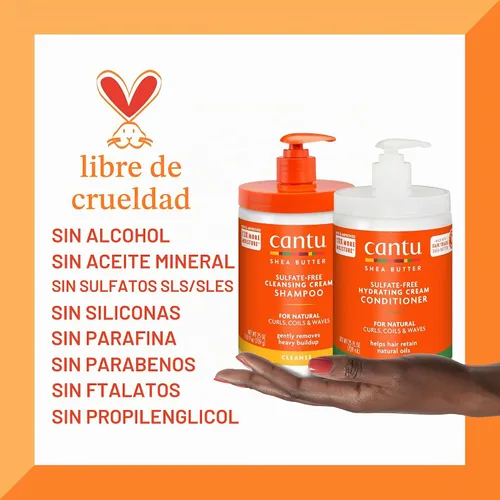 Vista 6 de Cantu Champú y acondicionador con manteca de karité para cabello natural, 25 onzas líquidas (paquete de 2)