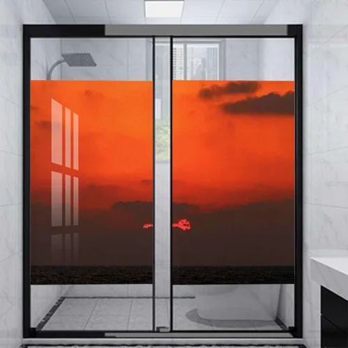 Vista 9 de Película adhesiva de vidrio esmerilado para ventana, color crema de caléndula, para privacidad, exótica, japonés, flor de cerezo japonés, película