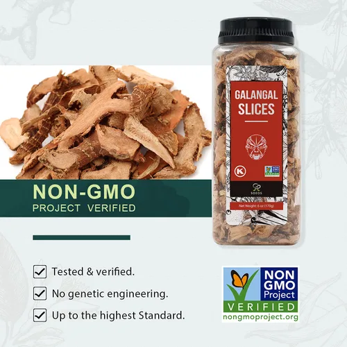 Vista 4 de Soeos Rodajas de Galangal 6 Onzas, Verificado Sin OMG, Kosher, Gran Galangal - Alpinia Galanga, Perfecto para Sopas Tom Yum y Tom Kha, Producto